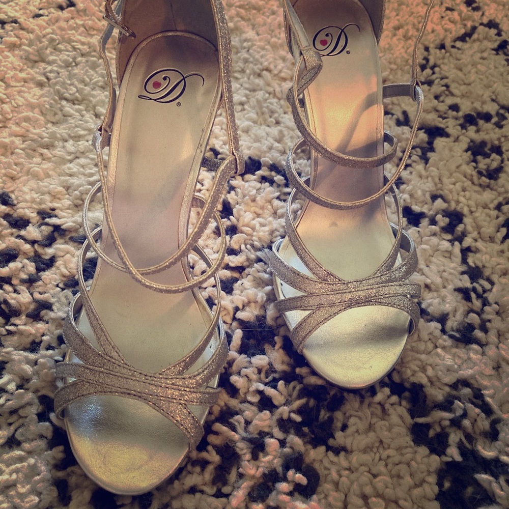 Silver Glitter Heeled Sandals